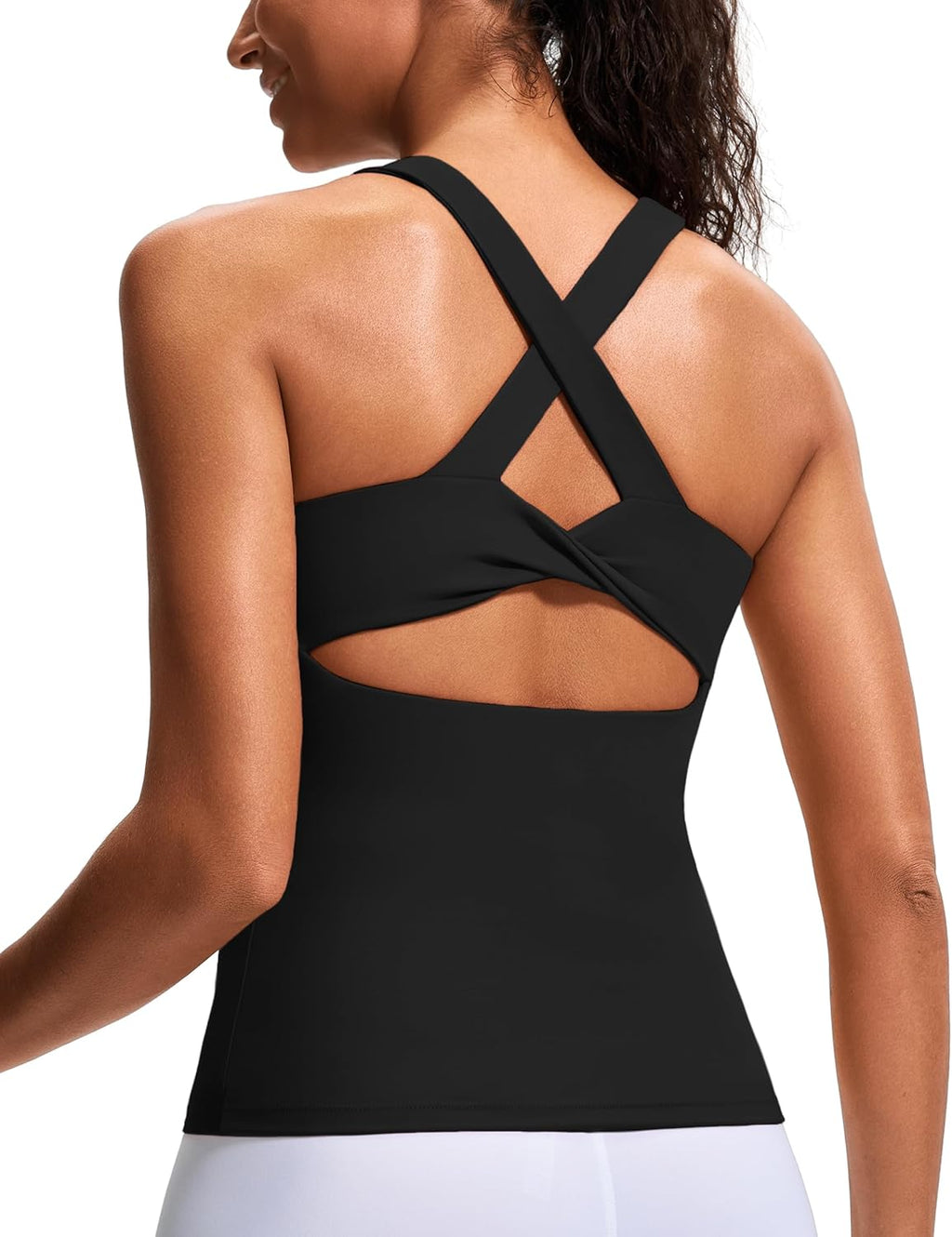 Skiennix Workout Tank Top - Built-In Bra Cross Back Design for Yoga & Gym | Stretchy Athletic Camisole