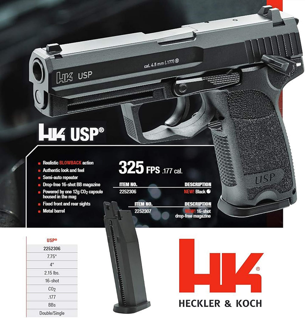 Umarex HK Heckler & Koch USP .177 Caliber Air Pistol - Realistic BB Gun for Target Shooting