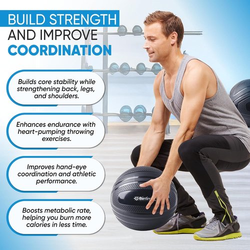 Bintiva Non-Bounce Slam Ball - Weighted Deadball for Effective Workouts | Ideal for Fitness Routines