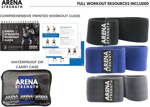 Arena Strength Fabric Booty Bands - Premium Resistance Bands for Legs and Glutes | Includes Workout Guide & Carry Case