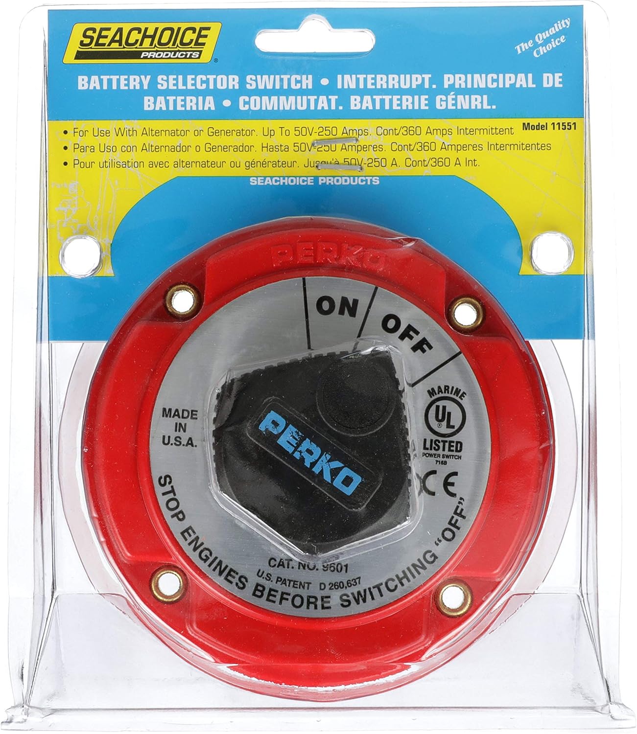 Seachoice Battery Select Switch - Disconnect Isolator Cutoff for 12-50V Systems