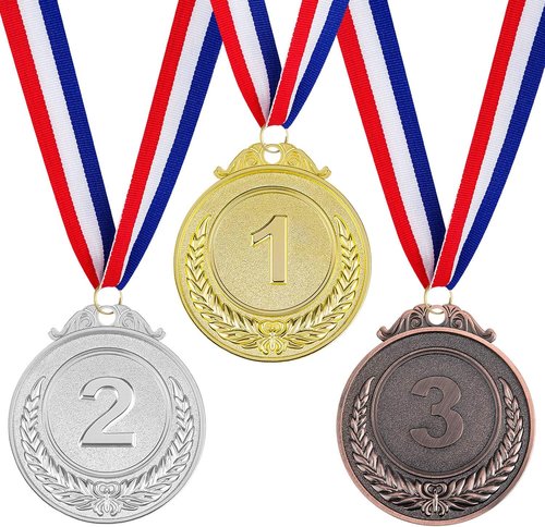 Award Medals | 1st, 2nd, 3rd Place Gold, Silver, Bronze Metal Medals with Neck Ribbon - 2 Inches