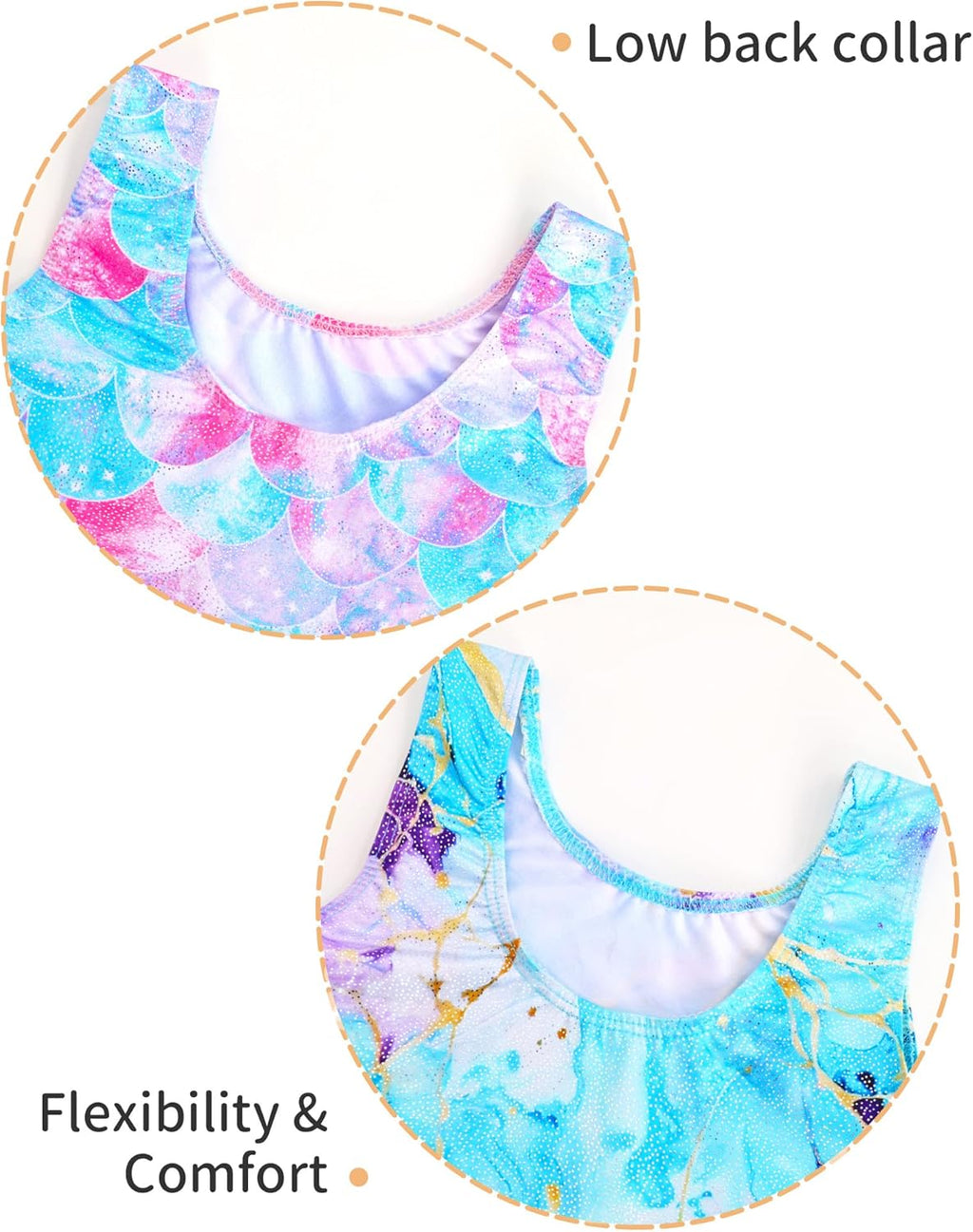 Skiennix 2 Pack Girls Gymnastics Leotards - Sparkly Sleeveless Tumbling Unitards with Shorts
