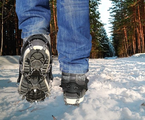 Limm Ice Snow Traction Cleats - Large Lightweight Crampon Cleats with Big Spikes - Anti Slip Walking Grips Fasten Quickly & Easily Over Footwear - Portable Ice Grippers for Shoes and Boots
