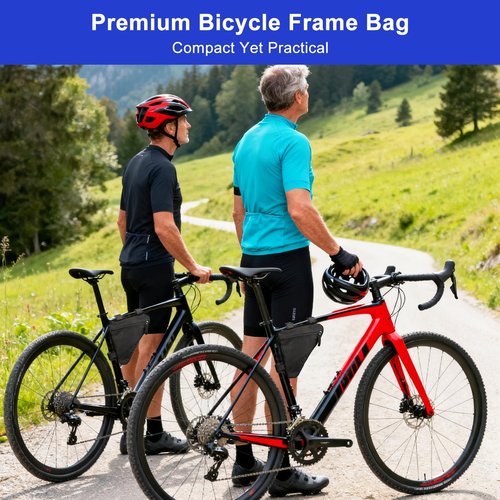 Csoalpo Bike Frame Bag, Premium Bike Pouch for Mountain Road Bike, Lightweight Triangle Bicycle Frame Bag (Small Black)