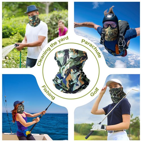 SATINIOR Summer Camo Neck Gaiter UV Protection Cooling Face Mask Sun Hood Bandanas for Men Women Sunscreen Breathable Bandana