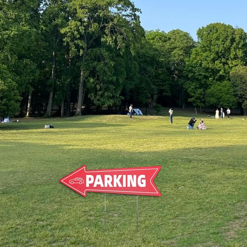 Directional Parking Signs by [Brand Name] - 10 Pack Large 23 X 7.2 Inch Durable Red & White Arrows with Stakes