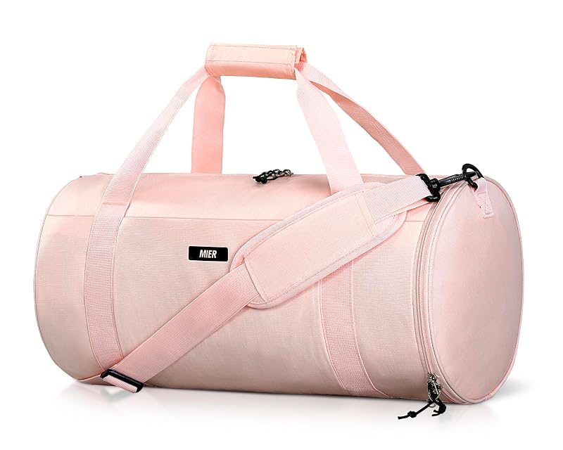 MIER 24L Pink Gym Duffel Bag with Shoe Compartment & Wet Pocket - 19.5x9.8x9.8 in, Lightweight