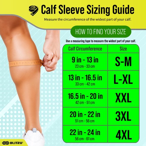 BLITZU 3 Pairs Calf Compression Sleeves for Men and Women. Footless Compression Socks & Leg Support for Running, Travel, Nursing, Fitness. Shin Splints Pain Relief & Reduce Swelling Black L-XL
