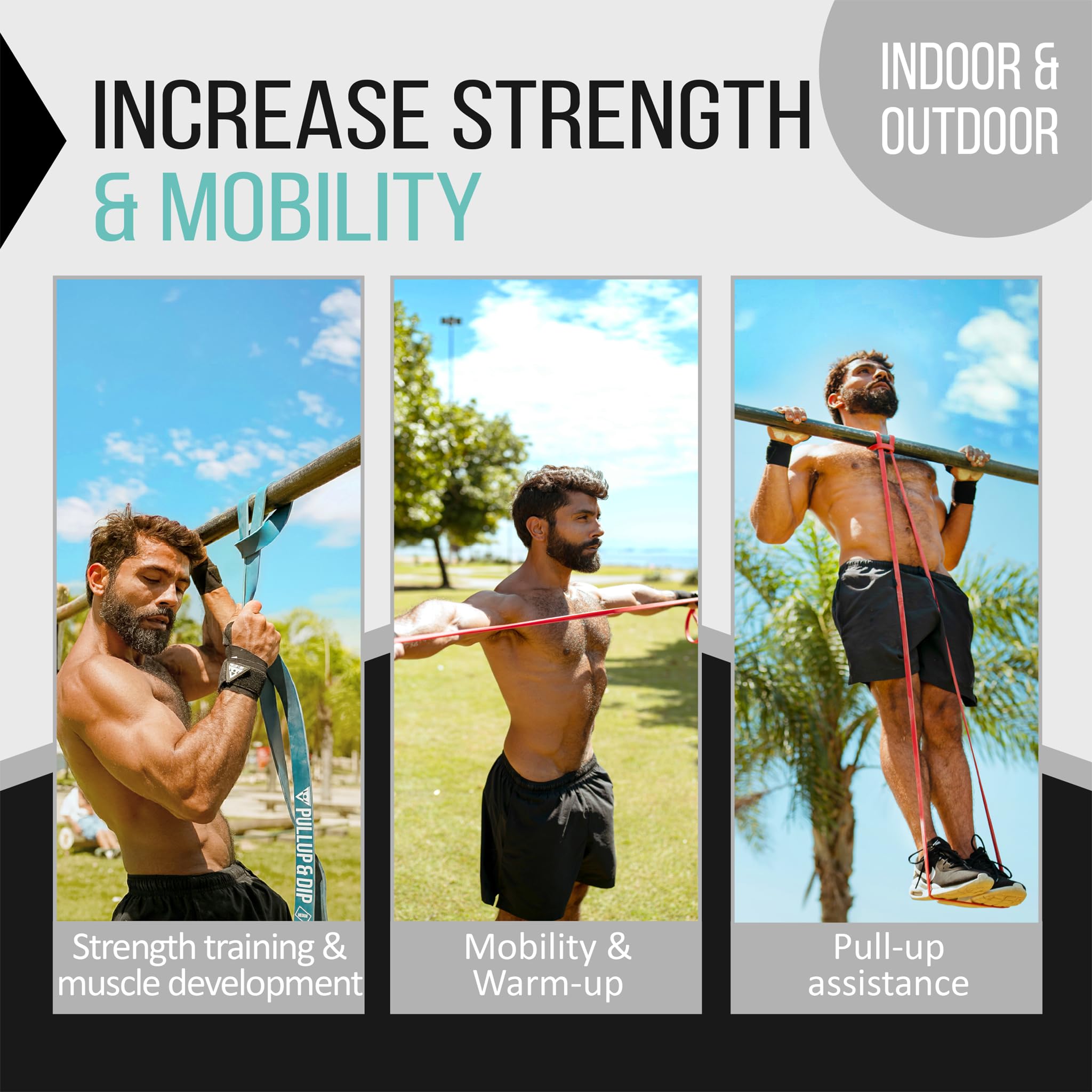 PULLUP & DIP Pull Up Assistance Bands Resistance Bands for Pull Up Assist, Resistance Band, Heavy Duty Resistance Bands, Inlcudes Exercise Ebook with 35 Exercises in Pull up Bands Assistance Bands