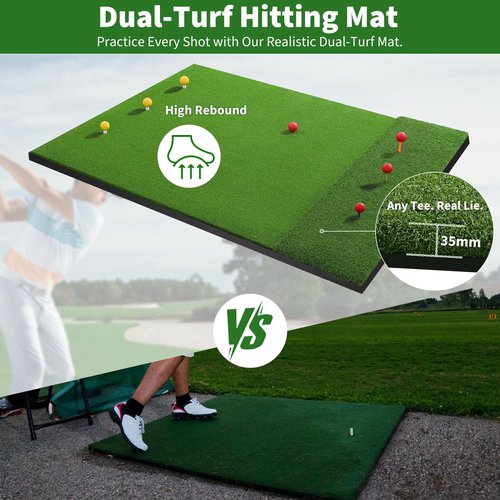 Fanshaw Premium Dual-Turf Golf Mat: 5x4ft 1.57 Inch Thickened for Backyard, Driving Range, Indoor & Outdoor Practice Hitting, Swing & Chipping, Ideal Gifts for Men Dad