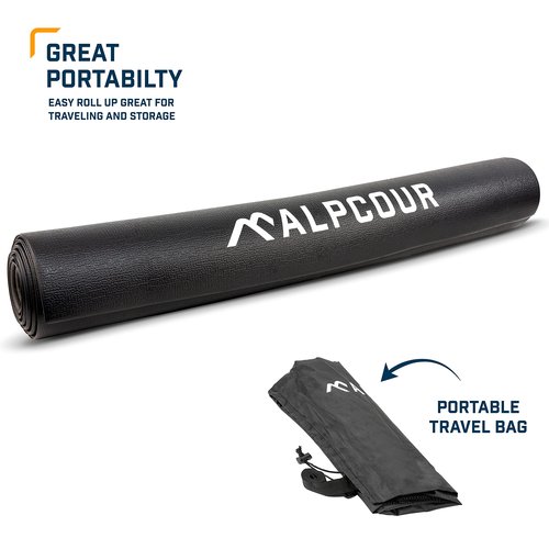 Alpcour Bike Trainer Mat – 36”x78” Multipurpose Carpet and Floor Protection – Water-resistant with Anti-slip Texture and Noise Insulation for Home and Indoor Gym Workout Cycling