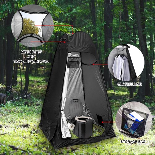 PASBAS Pop Up Privacy Shower Tent with Carry Bag, Portable Outdoor Toilet Changing Dressing Room,Easy Set with rain shelter, Instant Dressing Bathroom for caming, Hiking, Fishing,UPF 50 & Waterproof,