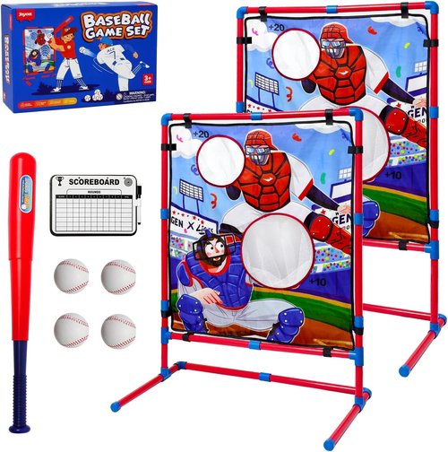 JoyCat Baseball Games for Kids - Adjustable Height T-Ball Practice Equipment with 4 Soft Balls