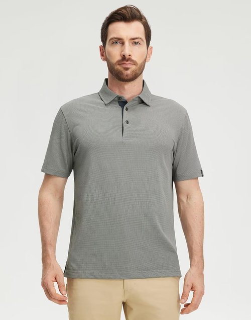 M MAELREG Men's Performance Polo Shirt - Short Sleeve, Stretch, Dry Fit, Jacquard Golf Design