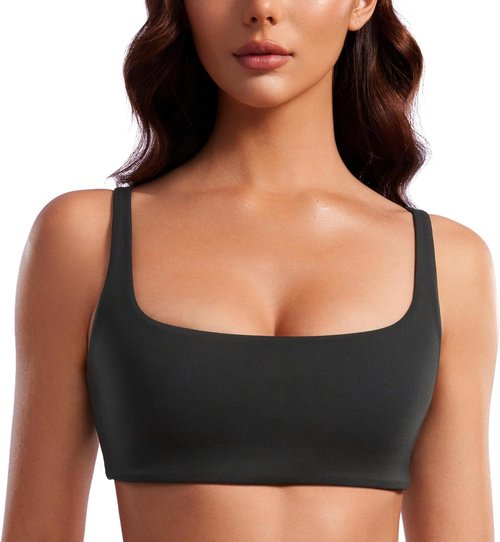 CRZ YOGA Sports Bra - Butterluxe Square Neck Wireless Padded Cami Crop Top for Women