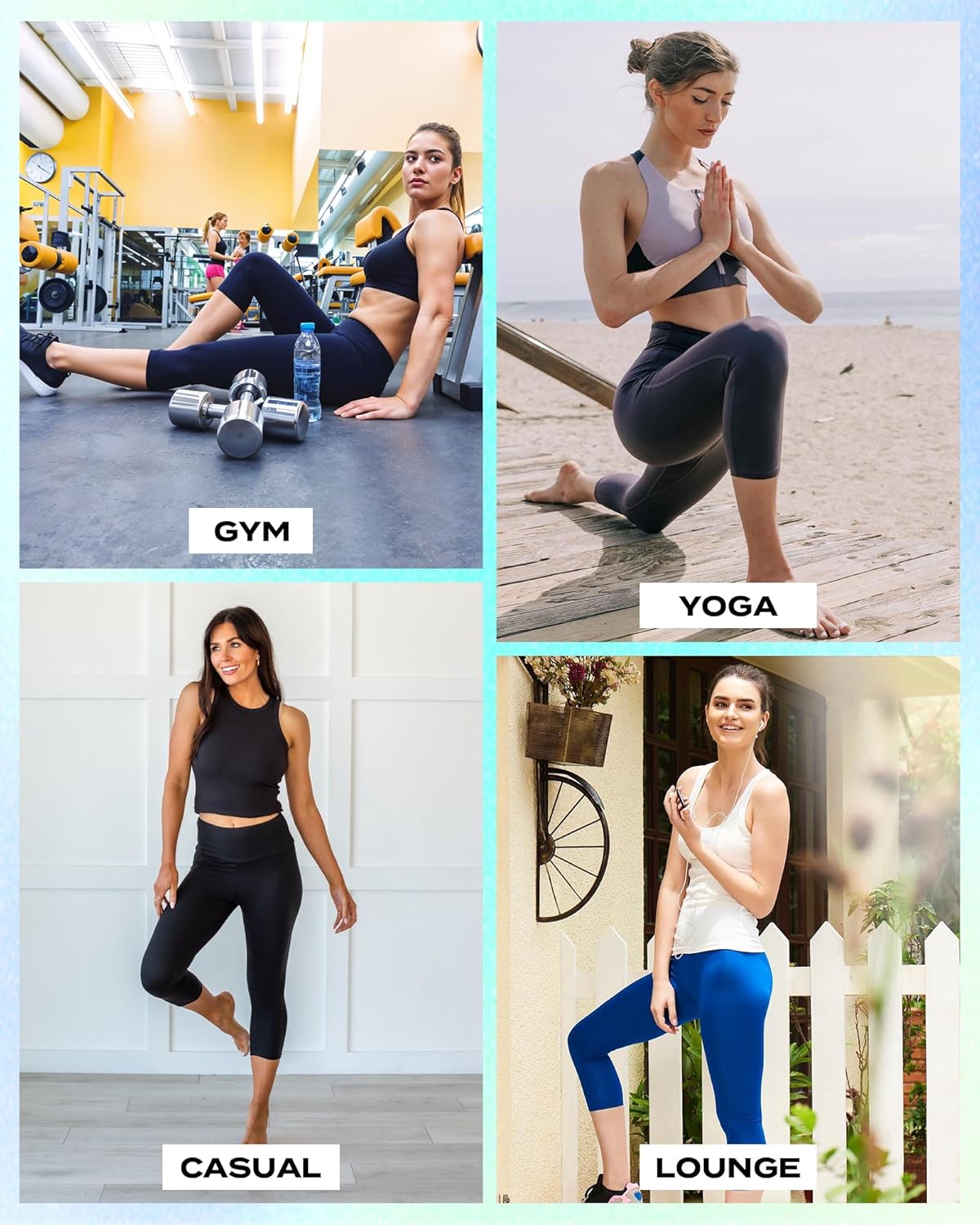 TNNZEET Capri Leggings - High Waisted Tummy Control Yoga Pants with Pockets | Black