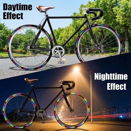 Bruislard 60 Pcs Tire Stickers for Car Wheel Reflective Decorative Strip Universal Wheel Rim Decal Night Safety Warning Anti-Scratch Stickers Exterior Accessories for Motorcycle Car Bike