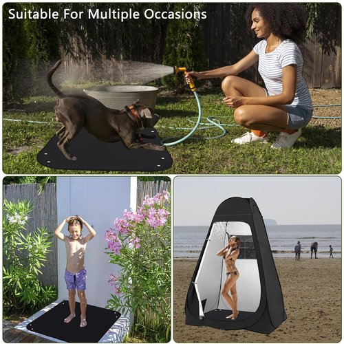 QTRQTR Outdoor Camping Shower Mat, 39.4" Portable Shower Pan, Simple Version Foldable Floor Mat for Camp Hiking Beach Changing Tent, Prevent Dirtying & Feet Protect, Not Included Tent