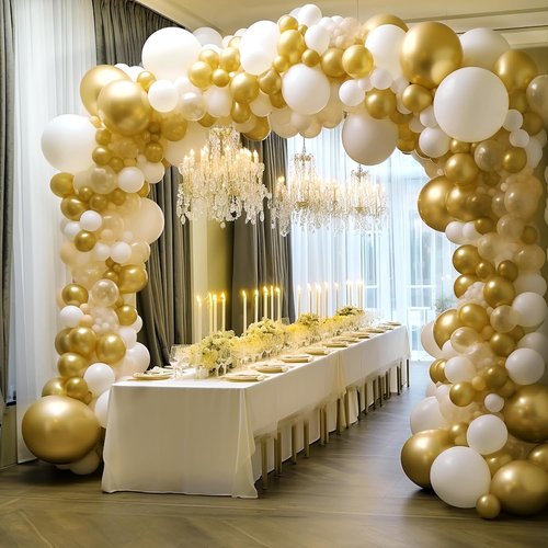 DECOCKRAT 89pcs Metallic Gold Balloons, Latex Balloon Different Sizes 18/12/10/5 In, Helium Balloons with Ribbon, Party Balloon Set for Birthday Wedding Graduation Anniversary Baby Shower Decorations