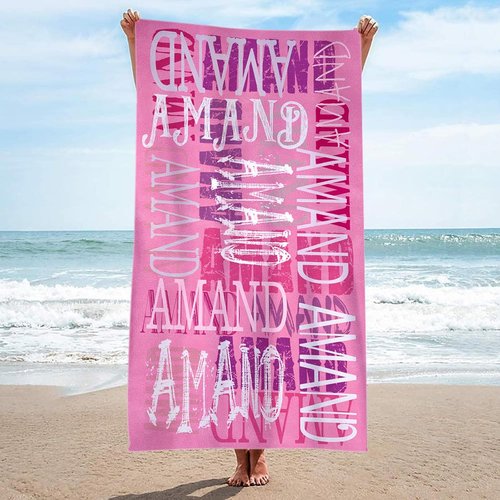Jecivila Personalized Beach Towels for Kids - Quick Dry Microfiber, Custom Name, Large Size for Pool & Travel