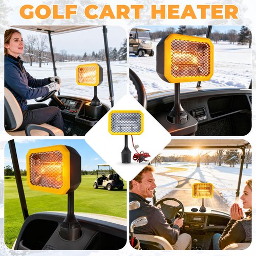 GSQQTE Golf Cart Heater, 36V Battery Operated Heater, 400W Electric Heaters for Golf Cart Accessories, Safe & Quiet Carbon Fiber Heating Golf Cart Warmer, Compatible with Club Car/Yamaha/EZGO