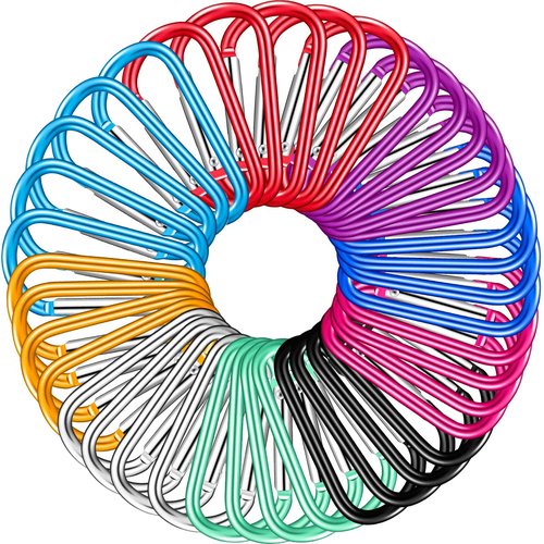 Shimeyao 180 Pcs 1.8" Small Aluminum Clip Keychain Buckle Clip Bulk Mini Aluminum D Ring Shape Small Lock Spring Snap Hook(Multicolor)