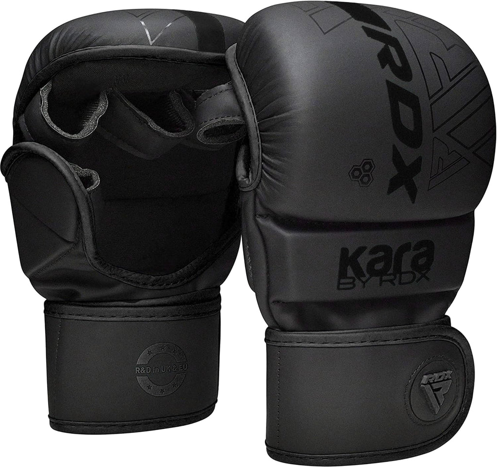RDX MMA Gloves - Hybrid Open Palm Martial Arts Mitts for Men & Women | Maya Hide Leather, Wrist Support