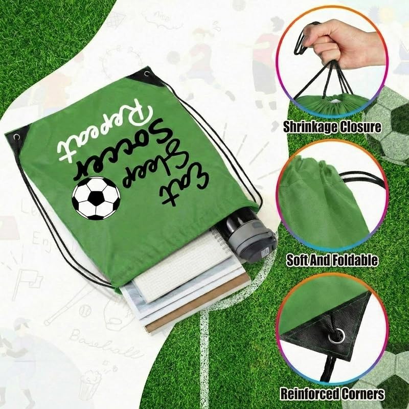 12 Soccer Water Bottles & 12 Drawstring Bags Set - 24 oz Sports Bottle with 13x17 in Bag - Leaks-Proof, Ideal for Soccer Events