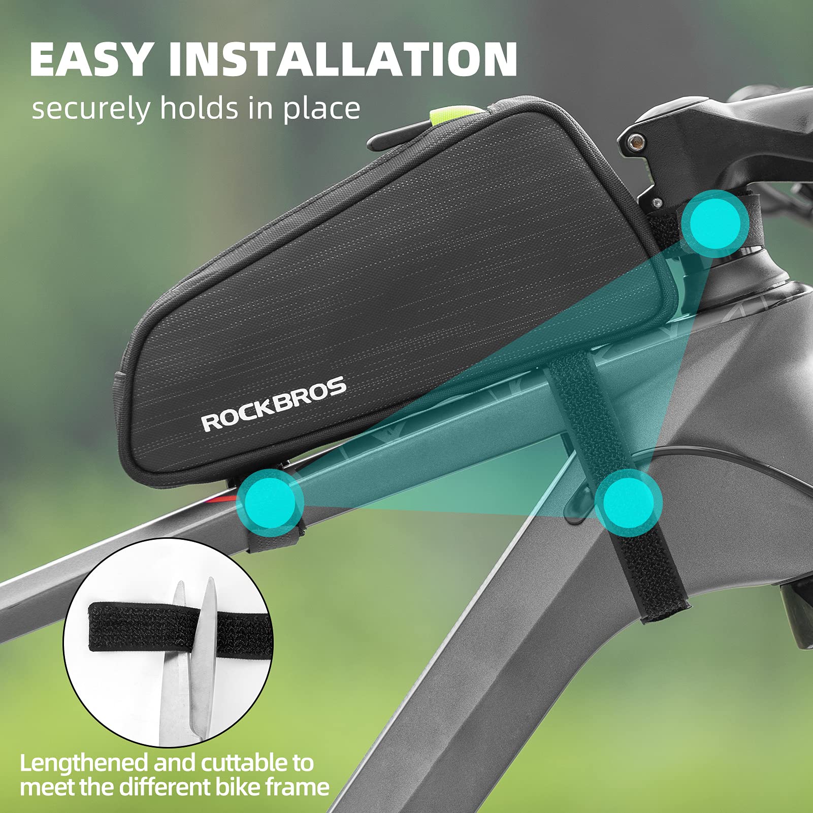ROCKBROS Top Tube Bike Bag Bike Frame Bag Bicycle Bag Bike Pouch Pack Cycling Accessories for Road Mountain Bike Compatible with iPhone 11 XS Max XR Fit 6.5”
