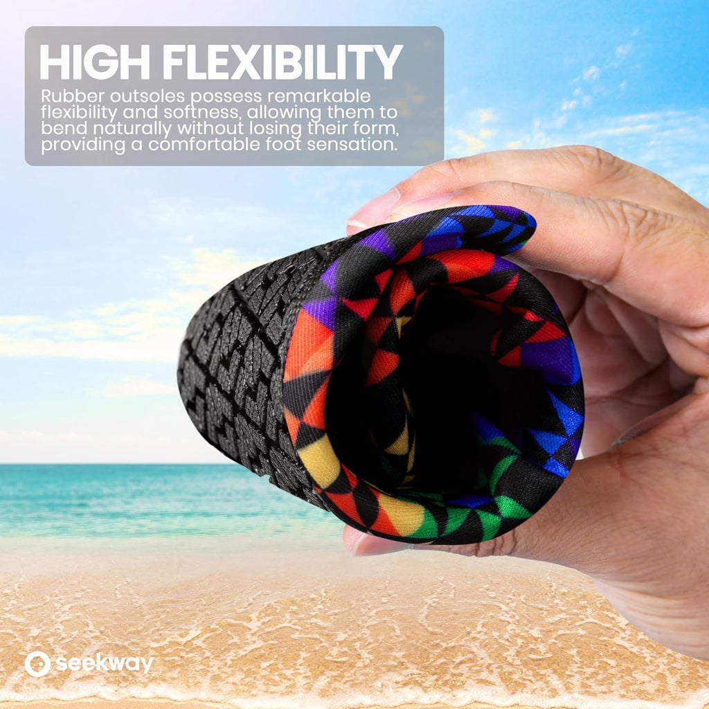 SEEKWAY Water Shoes - Quick-Dry Aqua Socks for Adults - Non-Slip Design for Beach & Pool | Black SK002(U)