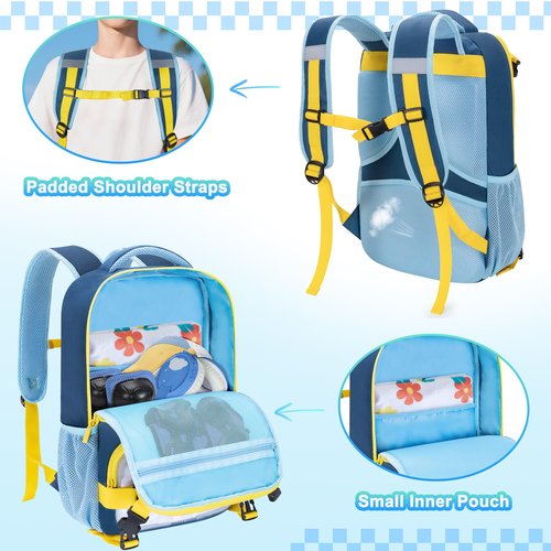 GOBUROS Skateboard Backpack with Adjustable Board Straps and Detachable Helmet Holder, Small Skateboard Bag with Multiple Storage Pockets for Sports, Blue