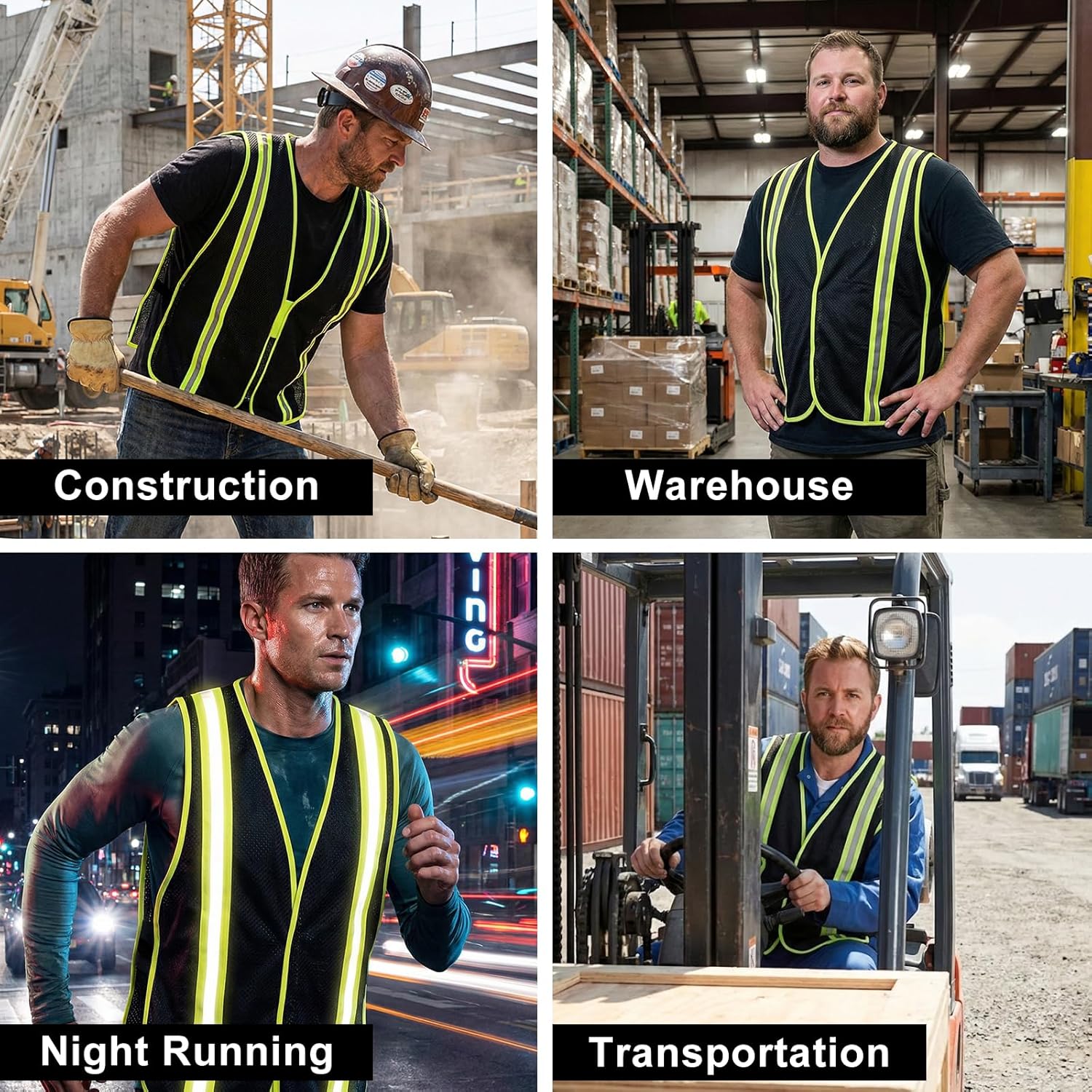 Skiennix High Visibility Reflective Safety Vest - Class 2 Mesh Fabric Work Jacket for Men & Women