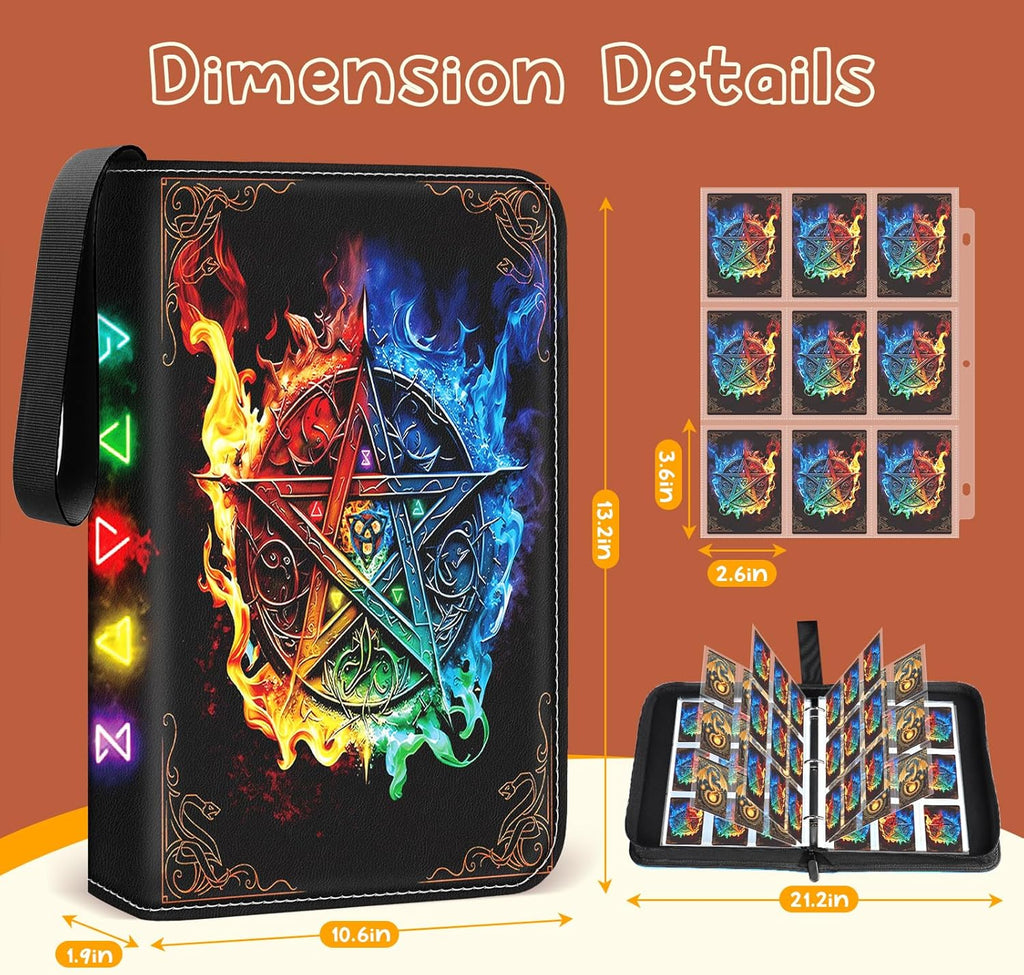 Skiennix Card Binder - 9 Pocket Collectible Trading Card Storage with 50 Removable Sleeves | Large Colorful Design for MTG & Sports Cards