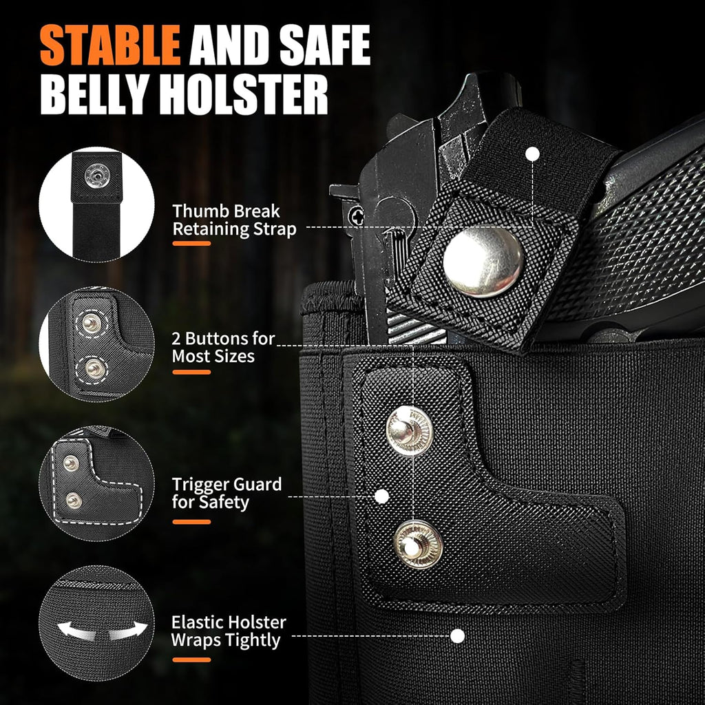 Skiennix Belly Band Holster - Comfortable & Breathable Neoprene Waistband | Fits Most Handguns