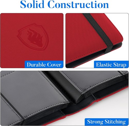 Fabmaker Premium 9 Pocket Card Binder - Sturdy Trading Card Album for 360 Cards | Red Color