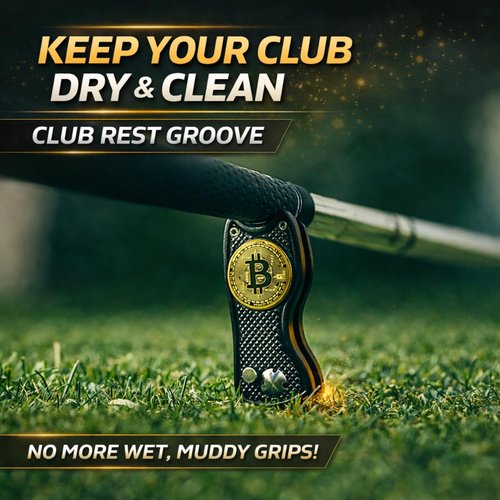 HODL 21 Bitcoin Golf Divot Repair Tool, All-Metal Golf Accessories - 3- in-1 Golf Multitool (Divot Tool, Ball Marker, Club Holder) | Foldable with with Pop-up Button & Magnetic Ball Marker