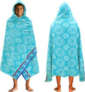 COTTON CRAFT Oversized Hooded Beach Towel - 100% Cotton Velour Terry - Quick Dry Pool Wrap | 39 x 68 Inches - Summer Trellis Pool Blue