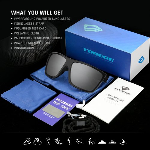 TOREGE Mens Women Sunglasses Polarized Sports UV Protection Wraparound Lightweight Sunglasses for Fishing Golf Driving Baseball NAUTILUS (C14)