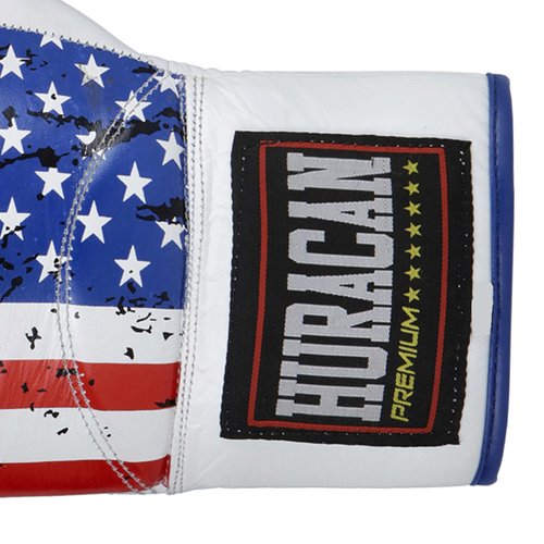 Genuine Leather Boxing Gloves – Special Edition USA Flag Design – Lace Up Training & Sparring Gloves – Muay Thai, Kickboxing & MMA – 14, 16 oz – Huracan Premium (US Flag, 14 oz)