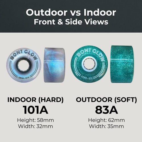 Bont Glow Light Up LED INDOOR Roller Skate Wheels – 58x32mm 101A | Pack of 4 | For Jam, Shuffle and Rhythm Skating (Angelic Aqua)