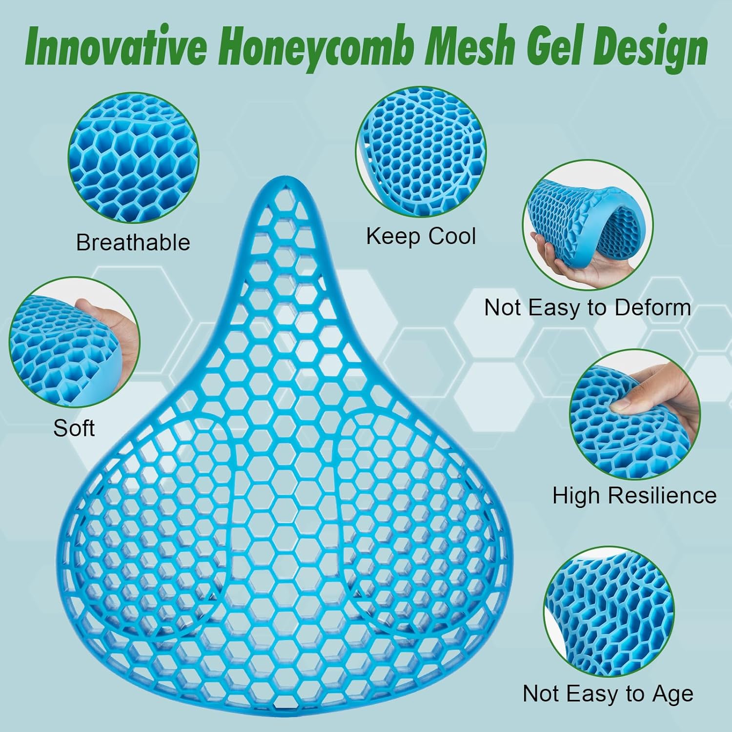 Zacro Bike Seat Cushion - Honeycomb Gel Cover for Ultimate Comfort | Fits Peloton & Mountain Bikes