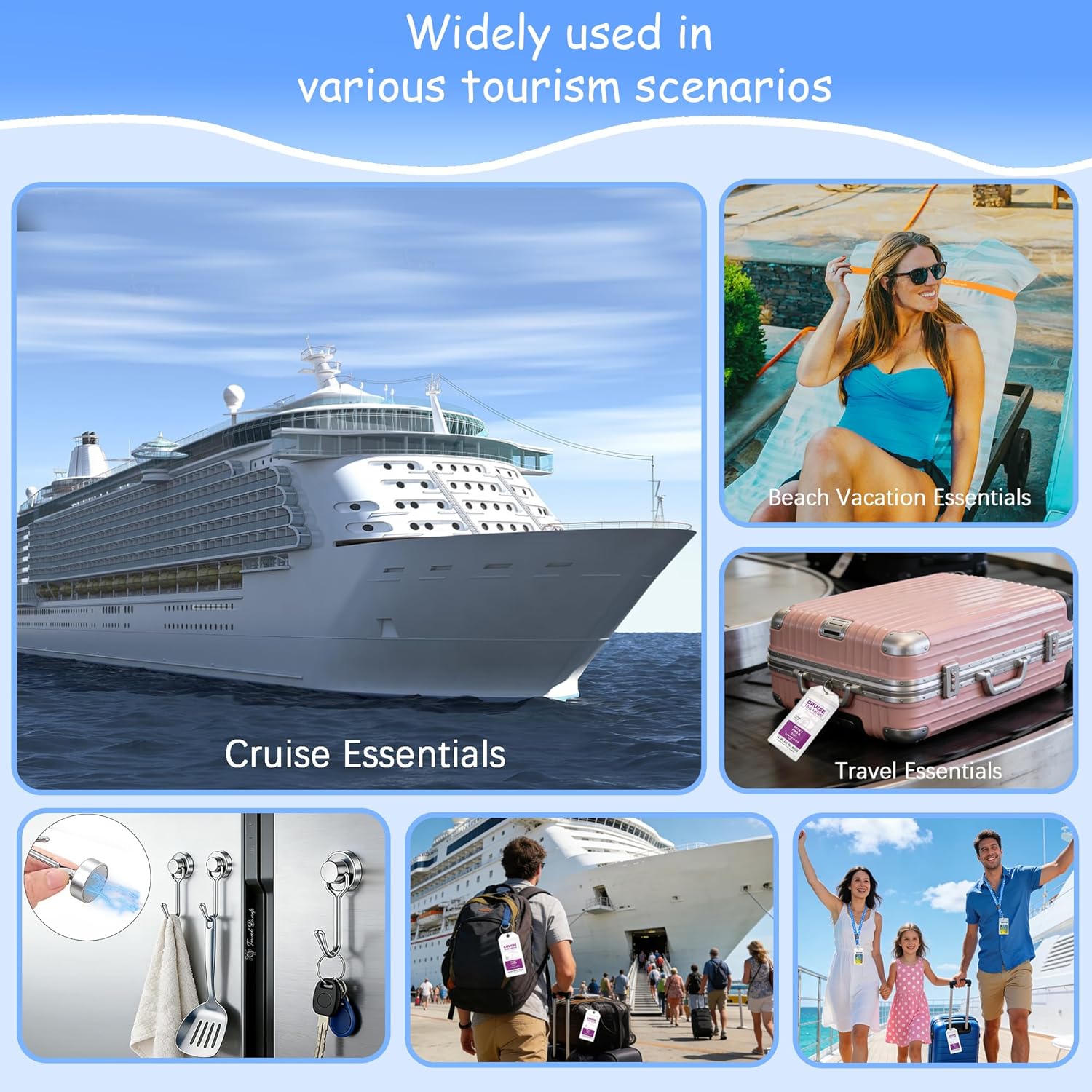 Skiennix Towel Band - Essential Beach & Pool Accessory with Magnetic Hooks | Perfect for Cruises & Vacations