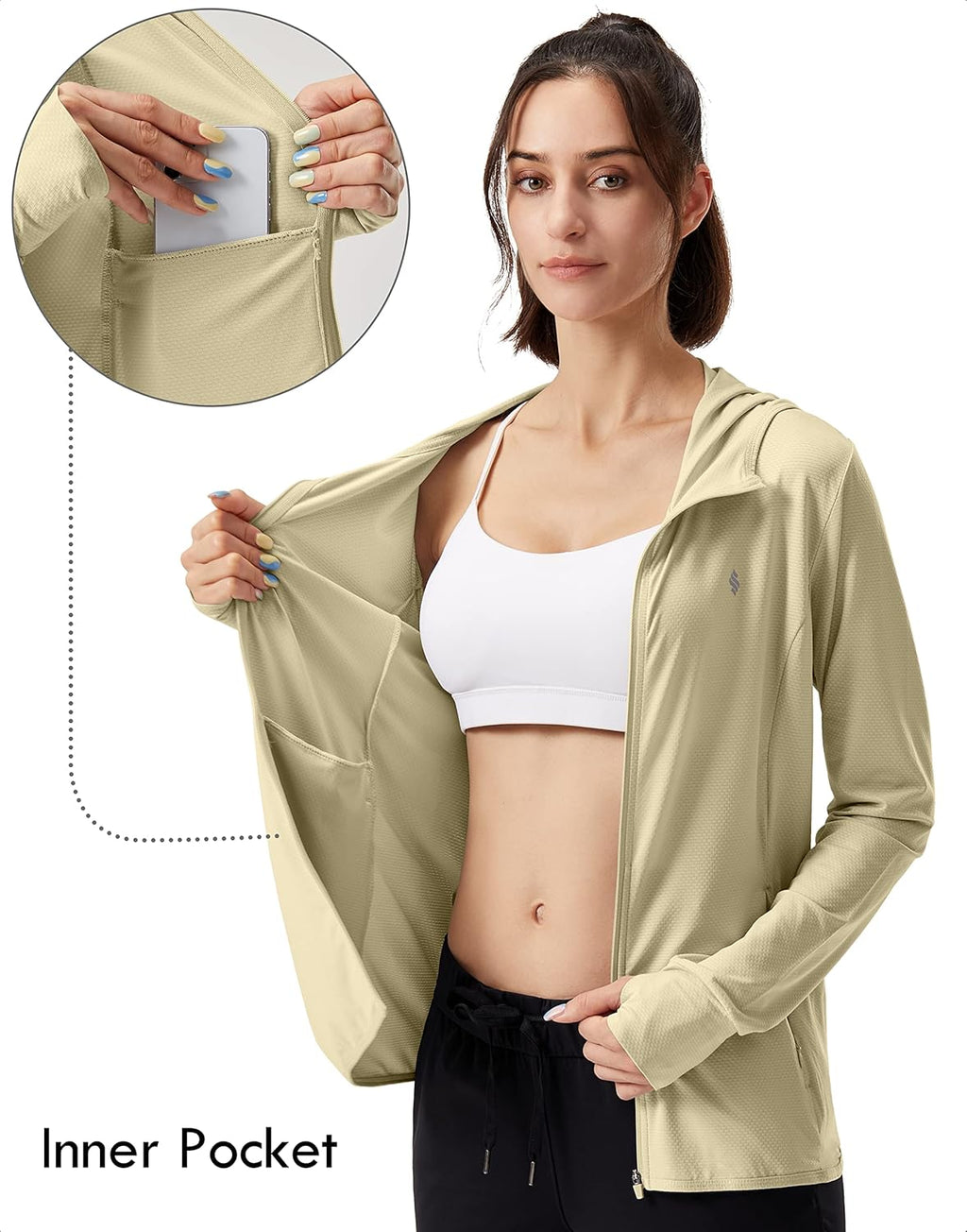 Soothfeel Women's Sun Protection Hoodie Jacket - Lightweight UPF 50+ Long Sleeve with Pocket for Outdoor Hiking