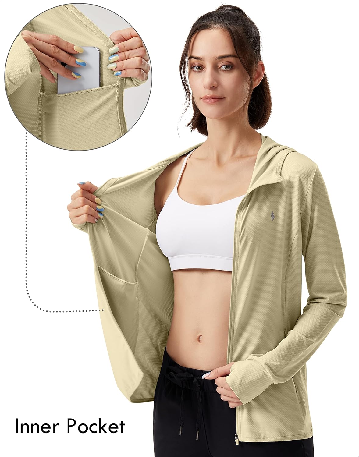 Soothfeel Women's Sun Protection Hoodie Jacket - Lightweight UPF 50+ Long Sleeve with Pocket for Outdoor Hiking
