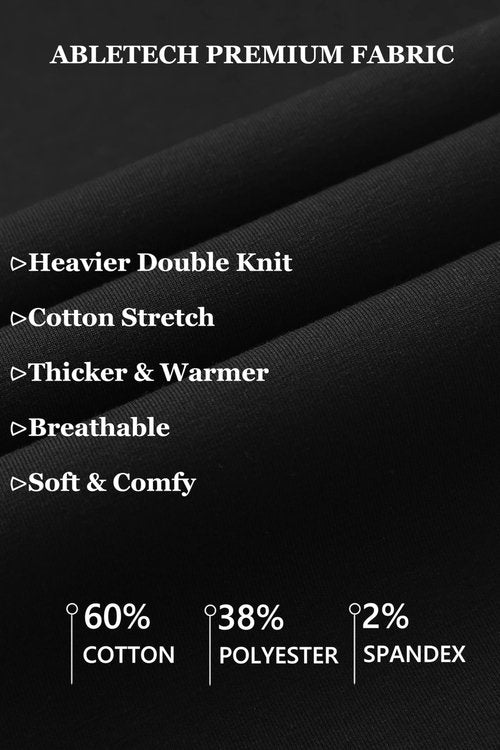 AbleTree Men's Heavyweight Sweatpants 28-29" Inseam Short Length, Cotton Stretch Casual Lounge Pants for Fall Winter, Straight Fit with Zip Pockets Black