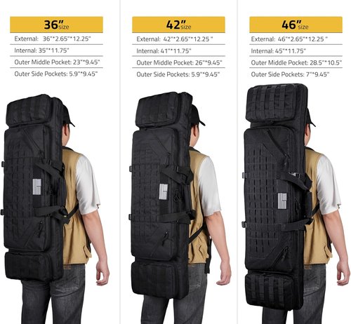 CVLIFE Soft Rifle Case - Double Long Gun Bag with Lockable Zipper & Backpack Strap | 36" - 46" Sizes