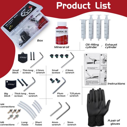 DYISLAND DYISALND Brake Bleed Kit for All Hydraulic Disc Brake Series Products，Including Mineral Brake Fluid and Installation Tools.