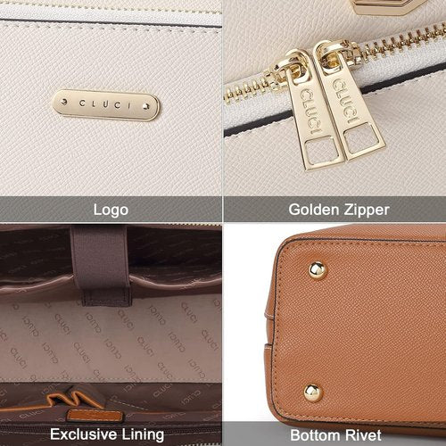 CLUCI Leather Briefcase - Stylish 15.6 Inch Laptop Bag for Women | Versatile Work & Shoulder Handbag