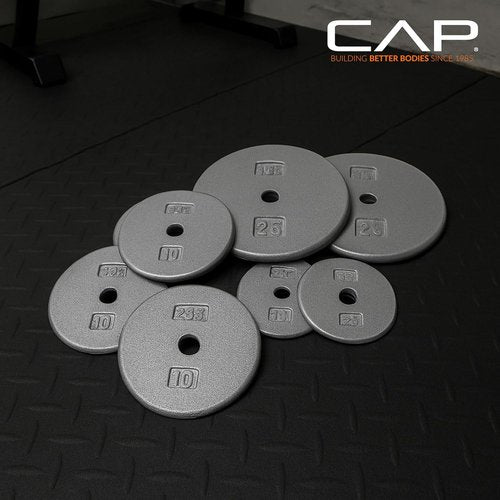 CAP Barbell Standard 1-Inch Cast Iron Weight Plates - Durable Singles & Sets | 1.25-50 lbs Options